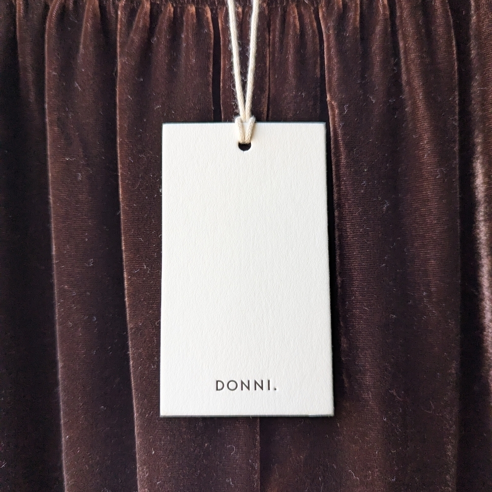 NWT Donni. The Velvet Simple Pant Espresso Brown Velvet Size XS Rayon Silk - Picture 3 of 8